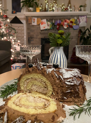 Tiramisu Holiday Yule Log Cake (Bûche de Noël)